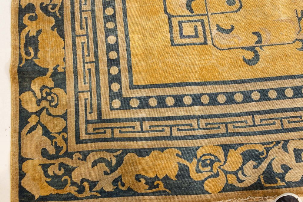 Fine Antique Chinese Golden Yellow Handwoven Wool Rug BB7558