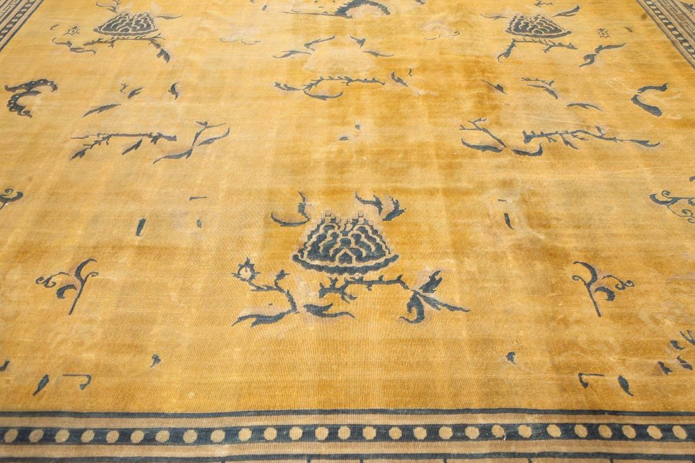 Fine Antique Chinese Golden Yellow Handwoven Wool Rug BB7558