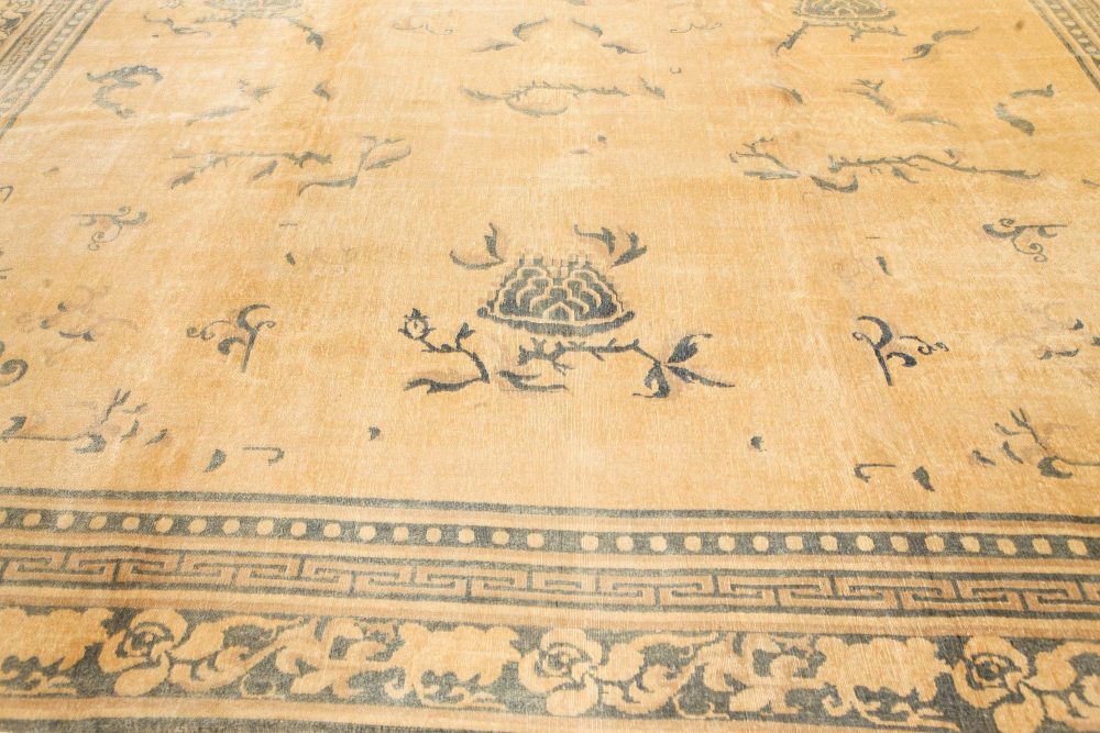 High-quality Antique Indian Golden Yellow Handmade Wool Rug BB7559