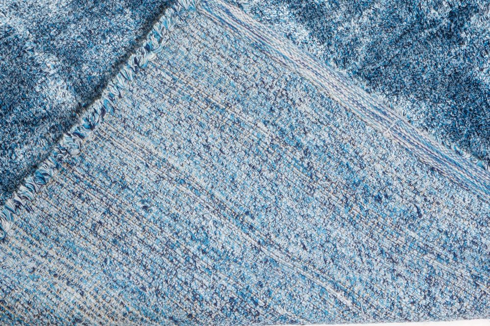 Mid-20th Century French Modern Blue Handmade Wool Rug BB7561