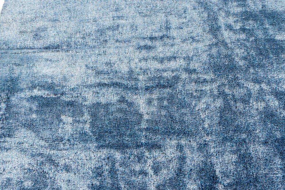 Mid-20th Century French Modern Blue Handmade Wool Rug BB7561