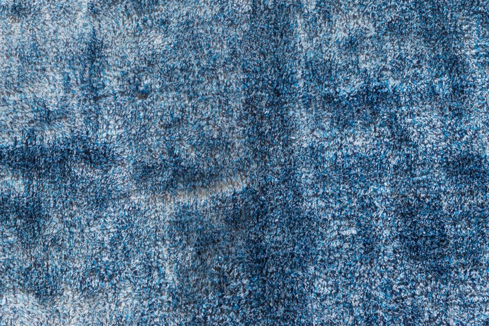 Mid-20th Century French Modern Blue Handmade Wool Rug BB7561