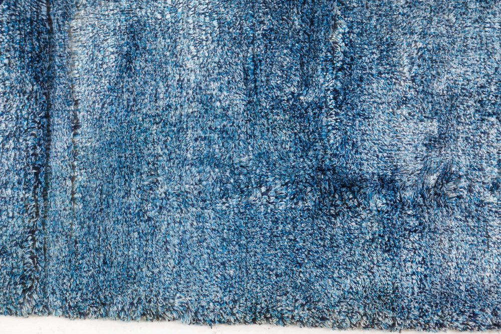 Mid-20th Century French Modern Blue Handmade Wool Rug BB7561
