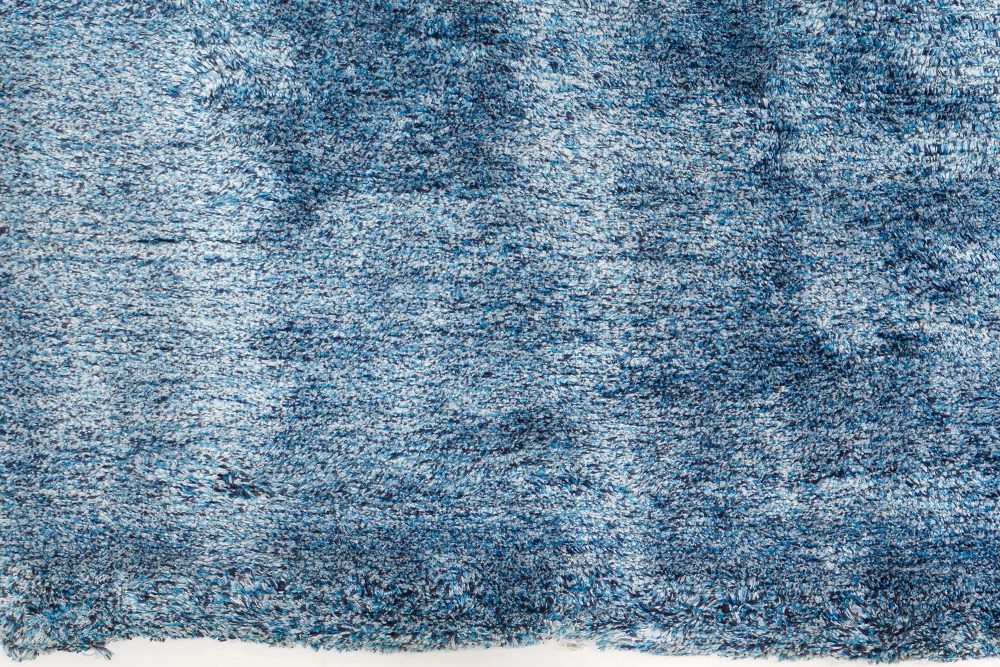 Mid-20th Century French Modern Blue Handmade Wool Rug BB7561