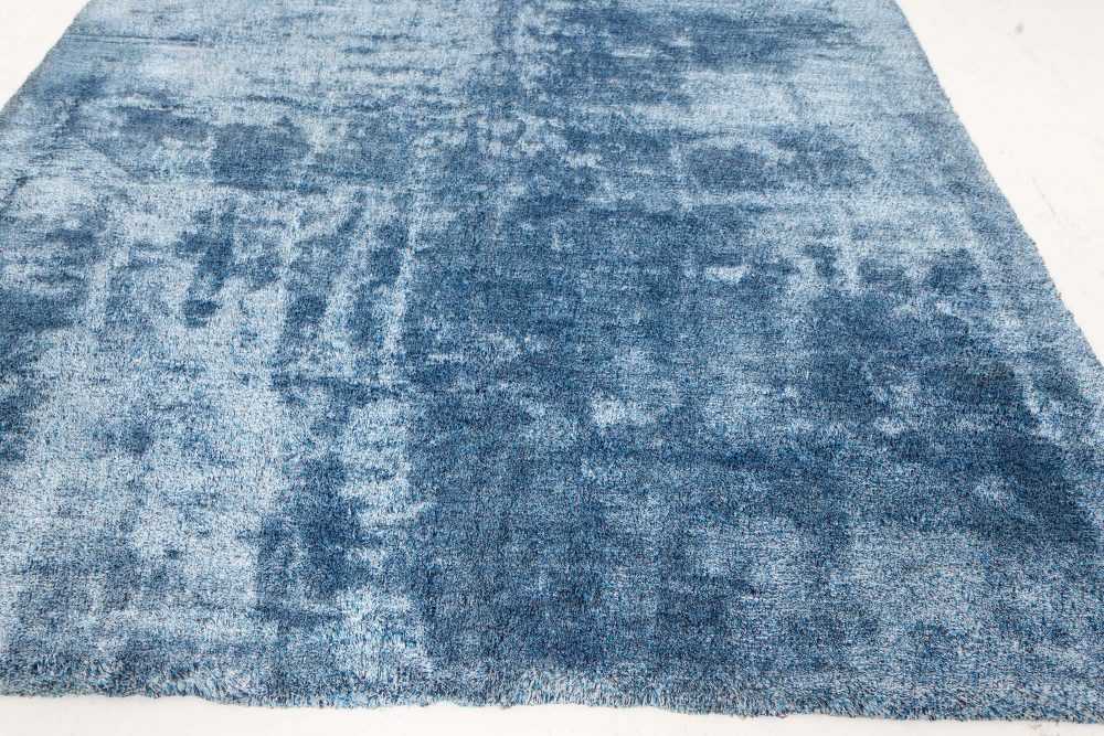 Mid-20th Century French Modern Blue Handmade Wool Rug BB7561