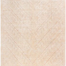 Contemporary Geometric Diagonal Mosaic Soft Beige With Pale Sand Hand-Knotted Wool Carpet “Pav” N11052