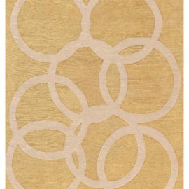 Contemporary Abstract Circles Tan With Soft Beige Handmade Silk Carpet quantum “Quantum Circles” N10962