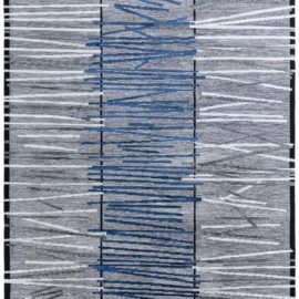 Art Deco Modern Geometric Dark Gray Handmade Wool & Silk Rug “Rivulet” N11166
