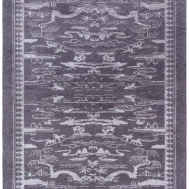 “Ruyi” Modern Art Deco Floral Cream Beige Handmade Wool Rug N10765