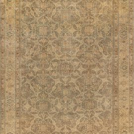 Antique Tabriz Persian Allover Floral Light Beige Hand-Knotted Wool Rug – Circa 1880 BB2862