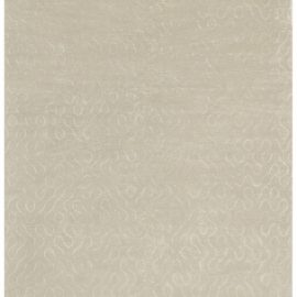 Modern Abstract Light Beige Hand-Knotted Silk Rug N12740