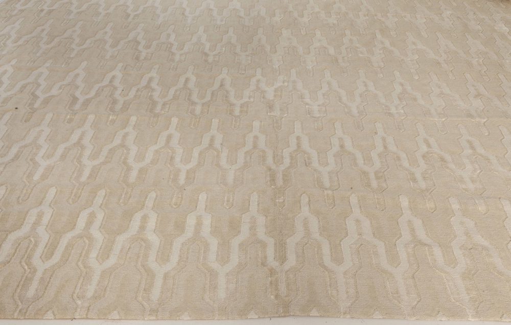 Doris Leslie Blau Collection Global Off-White and Beige Hand-Knotted Wool Rug N10834