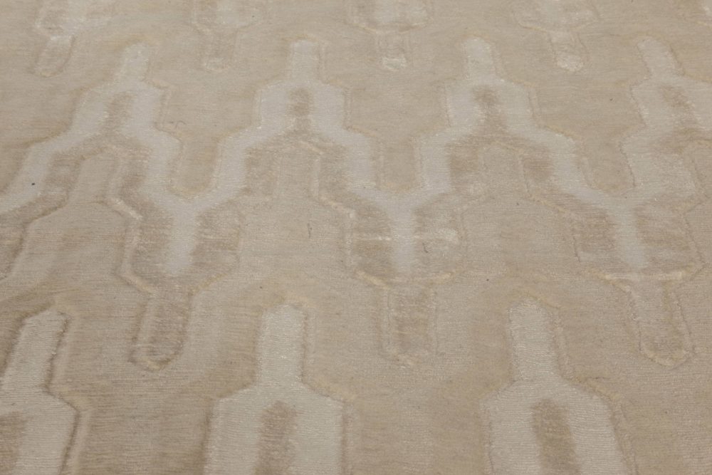 Doris Leslie Blau Collection Global Off-White and Beige Hand-Knotted Wool Rug N10834