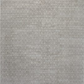 “Triskele” Modern Geometric Triple-Arrow Motif Soft Beige With Light Gray Hand-Knotted Wool Rug N11268