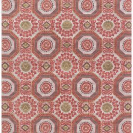 Contemporary Flatweave Floral Light Beige Hand-Knotted Wool & Silk Rug “Insolite” N11088