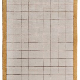Geometric Modern Light Beige Handmade Rug “Trellis” N10969