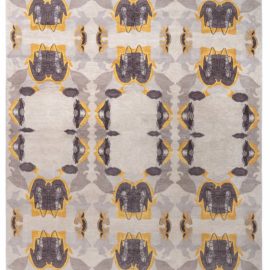 Modern Abstract Glyph Light Gray Handmade Wool Rug “Mariglyph” Designed By Eskayel N10123