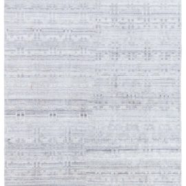 Modern Geometric Light Gray Hand-Knotted Wool Runner “Tracery” N11229