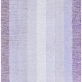 Modern Hand-Knotted Stripes Lavender Handmade Wool Rug “Valeno” N10879
