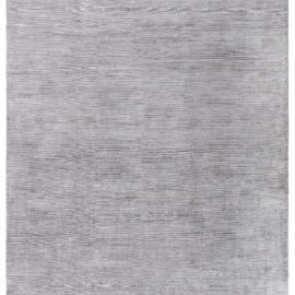 Modern Hand-Knotted Solid Light Gray Handmade Wool & Silk Rug “Silken Veil” N10354
