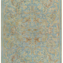 Antique English Allover Soft Beige Needlework Wool Carpet – Circa 1880 BB5163