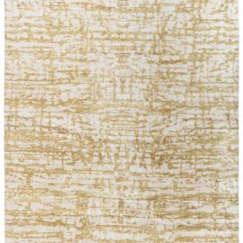 Modern Abstract Geometric Cream With Golden Tan Hand-Knotted Wool & Silk Rug “Aurify” N10739