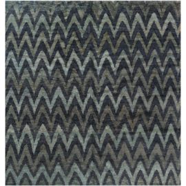 Doris Leslie Blau Collection Ikat “Rainbow” Geometric Gray & Black Handmade Rug N10158