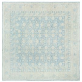 “Lunaria” Modern Traditional Floral Samarkand Pale Sand Handmade Wool Rug N10823