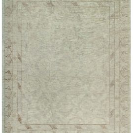 Traditional Antique-Inspired Samarkand Octagonal Medallion Pale Sand Hand-Knotted Wool Rug celadon “Celadon Medallion” N10681