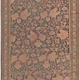 Malayer Persian Antique Allover Floral Warm Tan Hand-Knotted Wool Runner – Circa 1880 BB4748