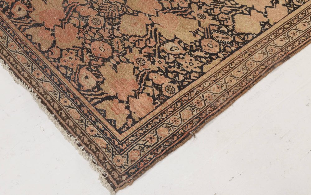 Authentic 19th Century Malayer Beige, Pink, Brown, Hand Knotted Wool Runner BB4748