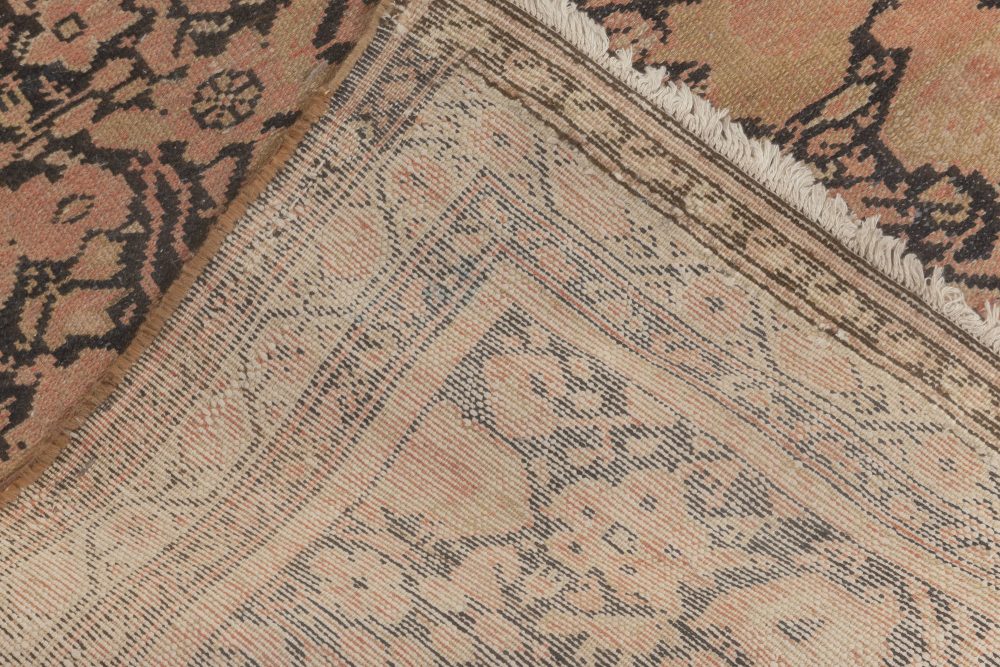 Authentic 19th Century Malayer Beige, Pink, Brown, Hand Knotted Wool Runner BB4748