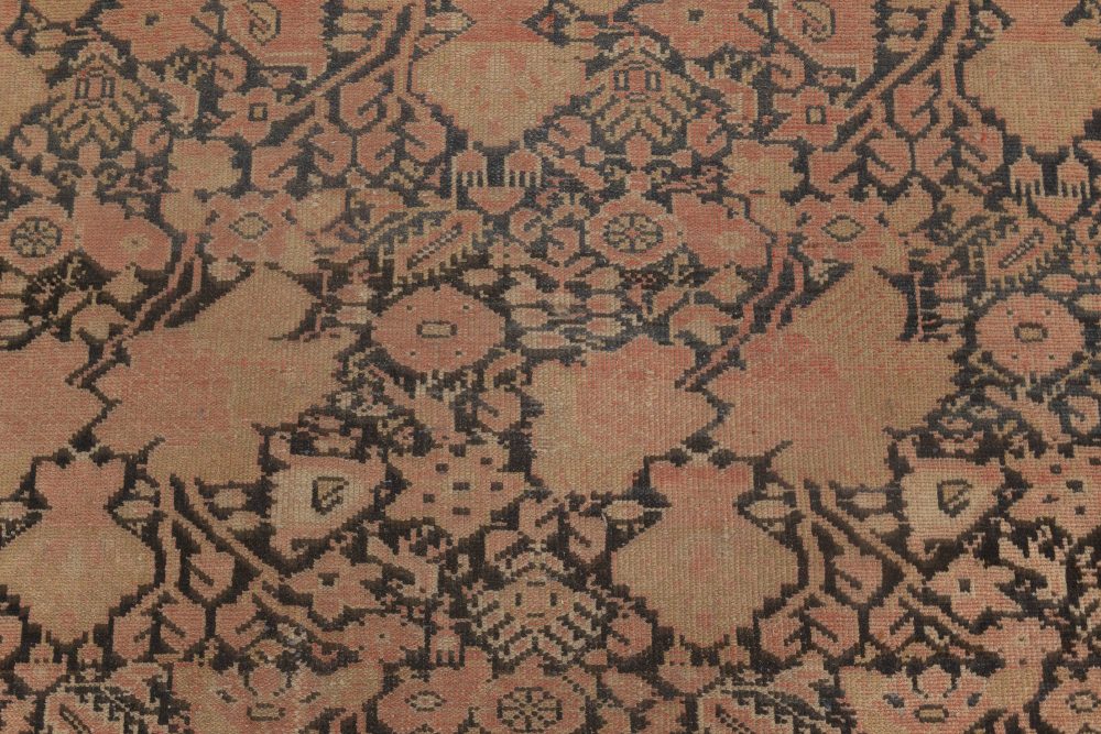 Authentic 19th Century Malayer Beige, Pink, Brown, Hand Knotted Wool Runner BB4748