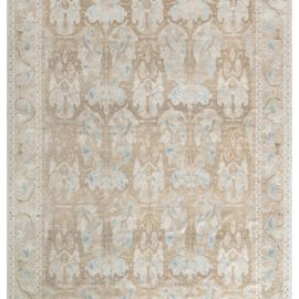 Oversized Floral Modern Warm Tan Handmade Wool Rug “Alhambra” N12728