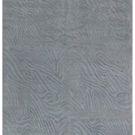 “Zebrato” Contemporary Abstract Animal-Print Slate Gray Hand-Knotted Banana Silk Carpet N12724