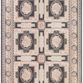 Bessarabian-Style Floral Cream Beige Handmade Wool Rug “Rosacruz” N11387