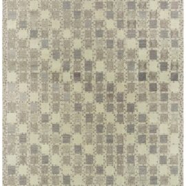 “Opus” Modern Flatweave Geometric Pale Sand Handmade Wool Rug N11208