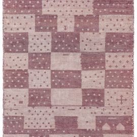 Soft Beige And Dusty Rose Celestial Patchwork Flatweave Wool Contemporary Carpet “Etoile” N10870
