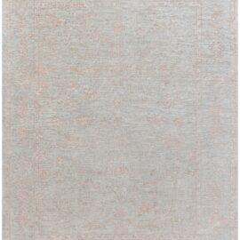 Floral-Inspired Traditional Rug Rose Pattern Light Gray With Soft Beige Hand-Knotted Wool “Rosaline” N11071