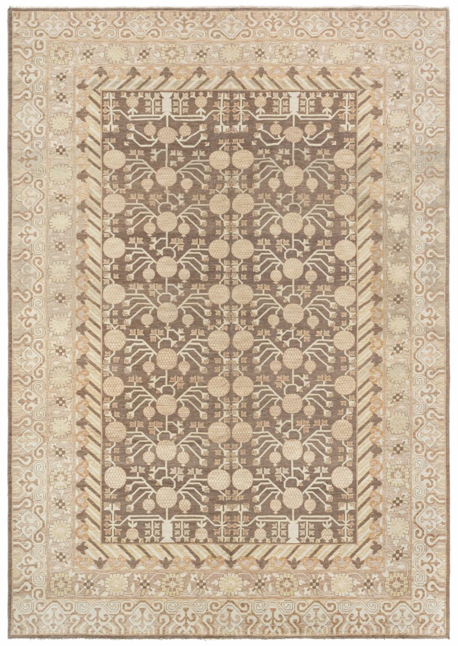 Doris Leslie Blau Collection Samarkand Beige and Brown Hand Knotted Wool Rug N12722