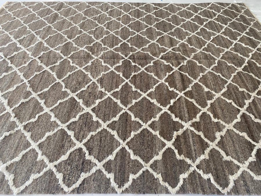 Doris Leslie Blau Collection Tulu Nadu “Alahambra Scaled” Brown Wool Rug N10335