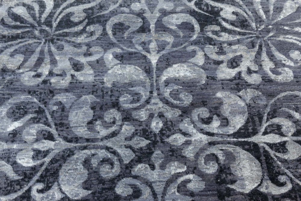 Doris Leslie Blau Collection Black and Gray Passion Flowers Rug N10468