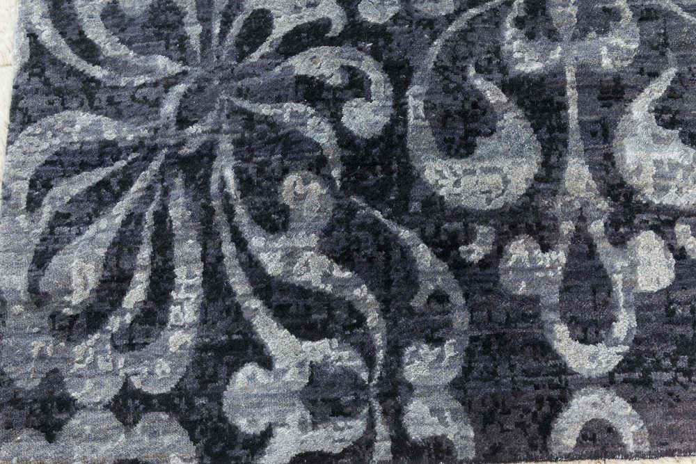 Doris Leslie Blau Collection Black and Gray Passion Flowers Rug N10468