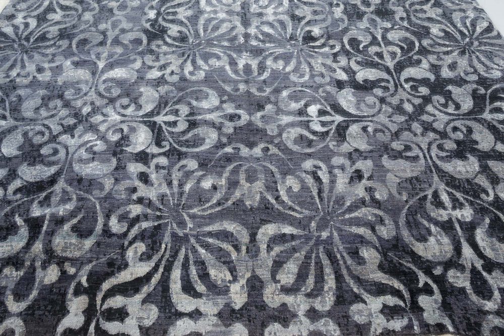 Doris Leslie Blau Collection Black and Gray Passion Flowers Rug N10468