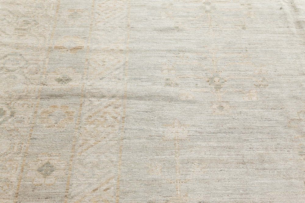 Doris Leslie Blau Collection Square Samarkand Botanic Beige and Gray Rug N10671