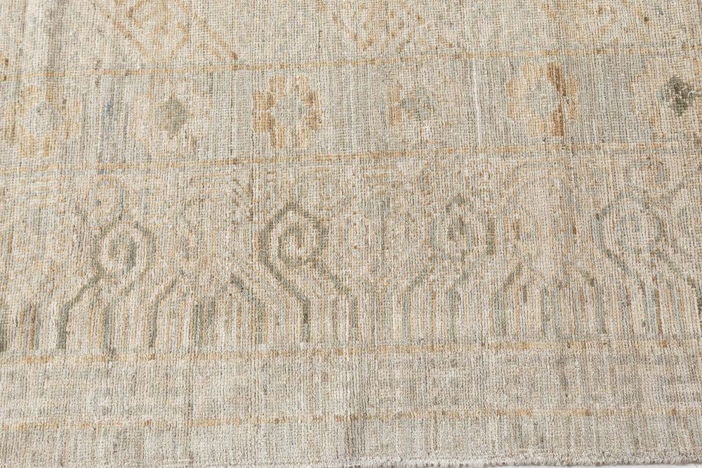 Doris Leslie Blau Collection Square Samarkand Botanic Beige and Gray Rug N10671