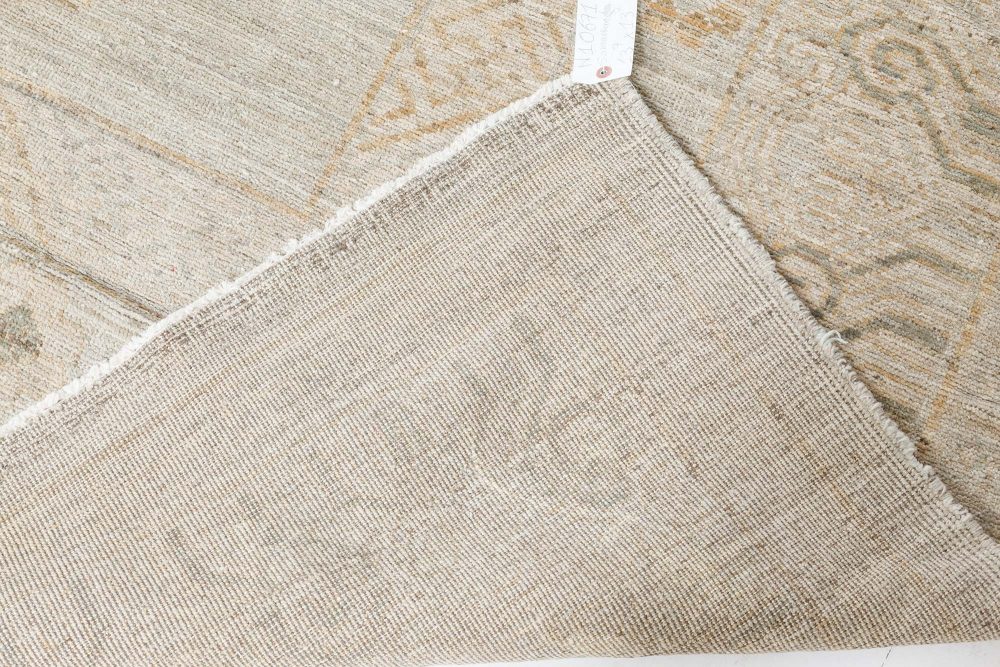 Doris Leslie Blau Collection Square Samarkand Botanic Beige and Gray Rug N10671