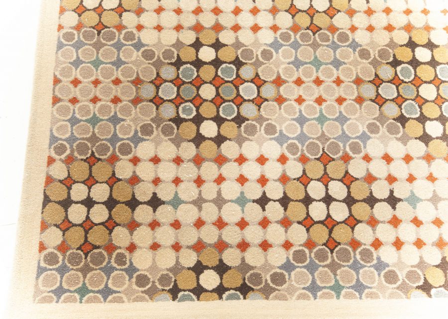 Doris Leslie Blau Collection Art Deco Handmade Wool Runner in Dots N10753