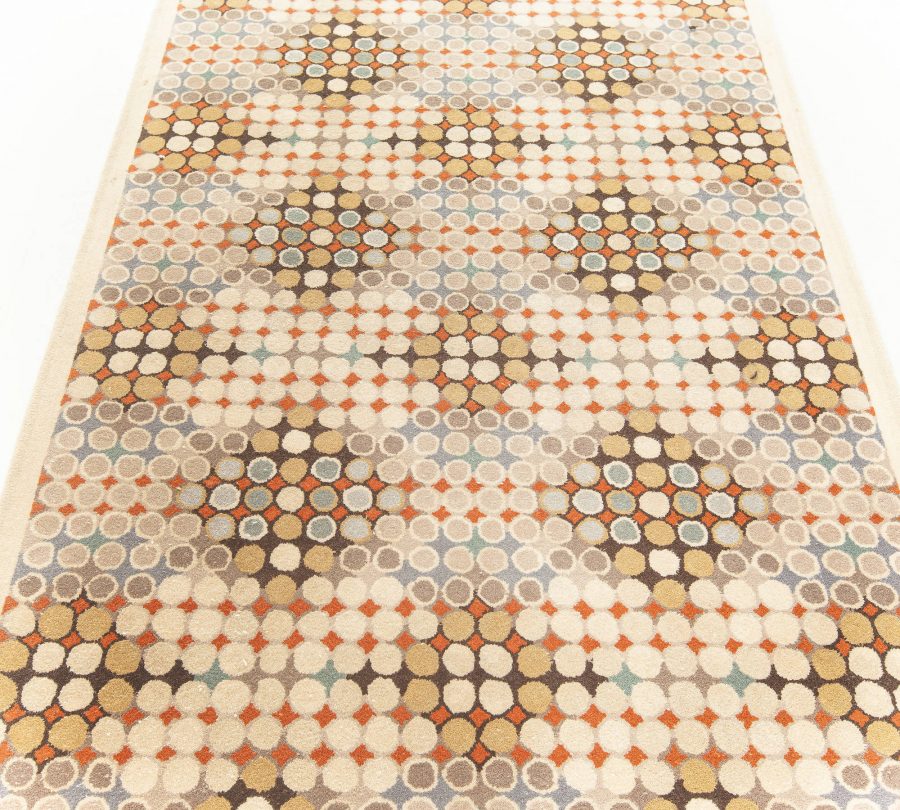 Doris Leslie Blau Collection Art Deco Handmade Wool Runner in Dots N10753