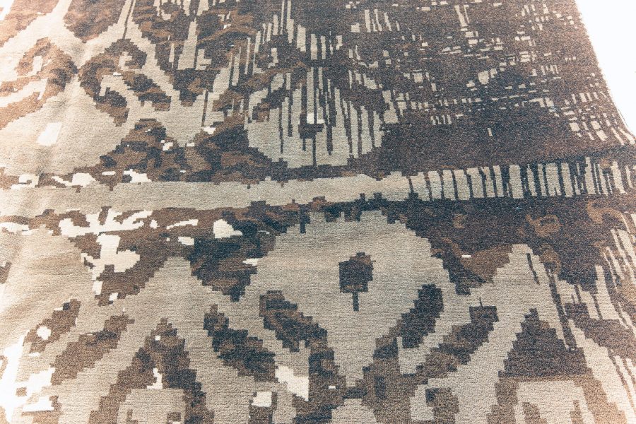 Doris Leslie Blau Collection Contemporary Abstract Design Rug in Brown and Beige N10773